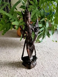 Bali Wood Carving Dewi Sri Fine Goddess Stunning Detail 31cm Tall - Picture 1 of 10