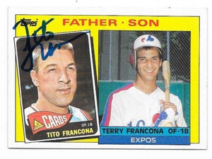 TITO FRANCONA 1985 TOPPS AUTOGRAPHED SIGNED # 134 ST. LOUIS CARDINALS DECEASED