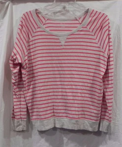 Gw - Ms. Striped L/S Crewneck Sweatshirt from The Gap - Coral/Oatmeal - Sz XL - Picture 1 of 1