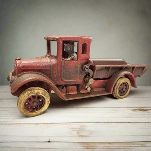 Dump Truck Cast Iron with Movable Truck Bed & Rubber Wheels (10" x 3") - Picture 1 of 5