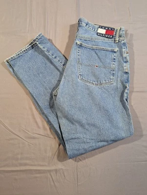 Vintage 90s 2000s Tommy Hilfiger Men’s Jeans 36x34 Blue Denim Big Flag Patch  - Image 1 of 4