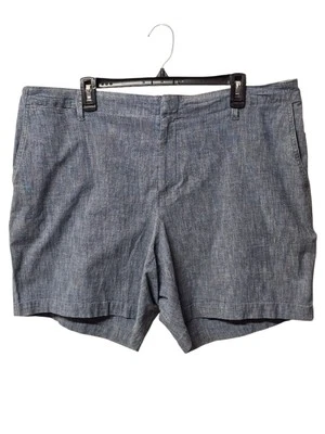 Lands'End 女式 20W 码布短裤蓝色中腰棉质休闲口袋 — 第 1/4 张图片