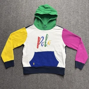 Polo Ralph Lauren Hoodie Youth Medium 10-12 Color Block Sweatshirt Kids Pocket - Picture 1 of 5