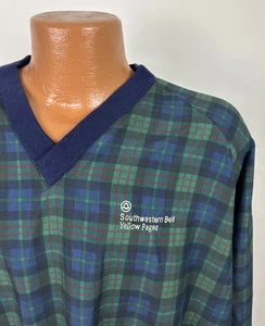 Pullover cortavientos de golf vintage XL Southwestern Bell páginas amarillas tartán a cuadros - Imagen 1 de 13