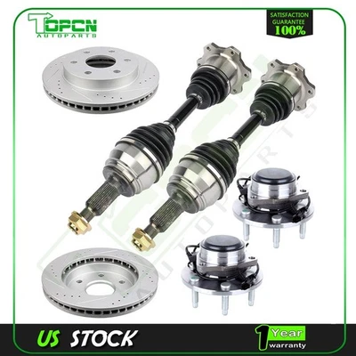 Eje delantero CV + rotores de freno + buje de cojinete de rueda apto para GMC Yukon 2000-2006 Foto 1 de 4