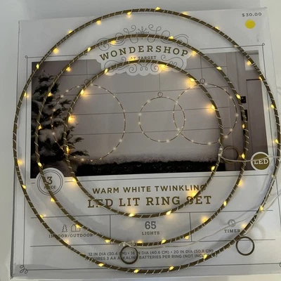 Warm white twinkling LED lit ring set 3 Piece With Timer {C5} - Image 1 of 4