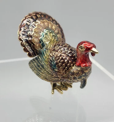Rare MONET "TURKEY" Collectible Enamel Keepsake Trinket Box - Image 1 of 4
