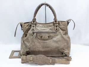 Auténtico bolso de hombro BALENCIAGA Velo Giant con tachuelas 2 vías espejo gris beige 235216 - Imagen 1 de 24