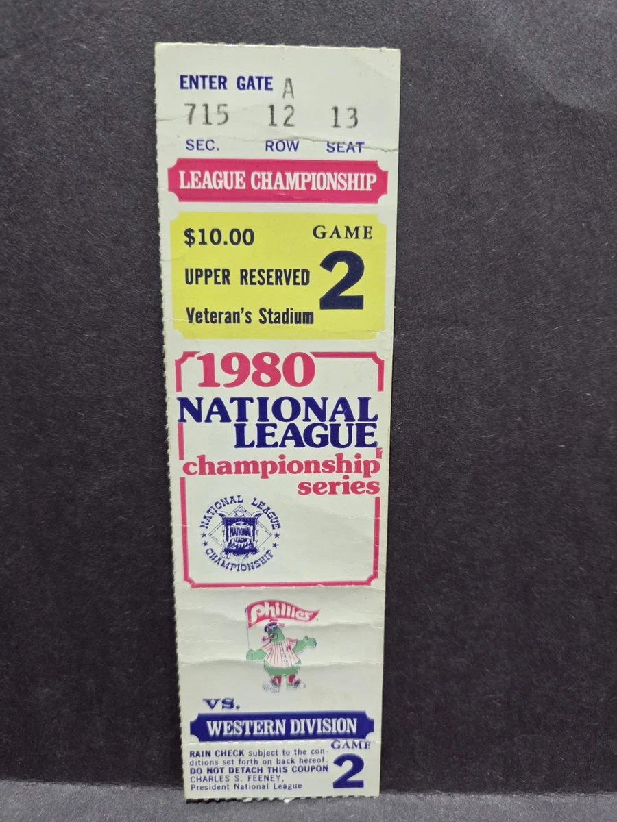 1980. WORLD TOUR '80 チケット 1980 World Series Game 6 Loge Box Ticket Stub Phillies vs Royals