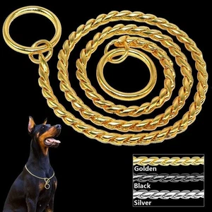 Choke Chain Training Dog Collars Snake P Choker Pet Show Collar 3 Colors 8 Sizes - Picture 1 of 12