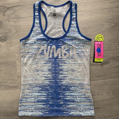 Nueva camiseta sin mangas Zumba espalda deportiva sin mangas encantadora talla grande azul gris Foto 1 de 4