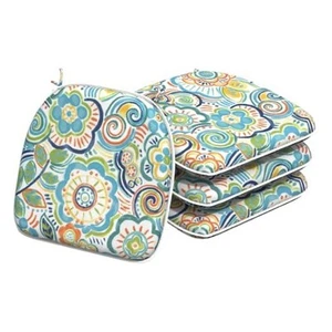 Indoor/Outdoor Chair Cushions 16x17 Inch, Patio Chair 4 Count Flower Blue - Picture 1 of 7