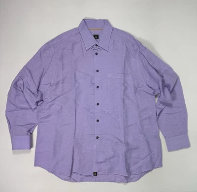 Robert Talbott Button Shirt Mens Size XL Linen Casual Lavender Luxury Preppy - Image 1 of 4