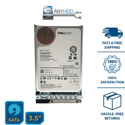 NEW - Dell EMC 16TB SATA HDD 3.5in ST16000NM002J - Exos X18 – 0JWV1P - DELL TRAY - Image 1 of 2