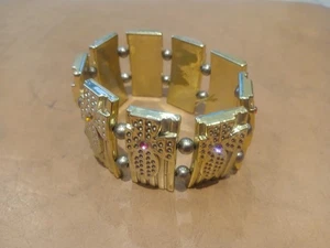 Ladies Plastic Gold Colour Stretch Bracelet One Size Free Size - Picture 1 of 24