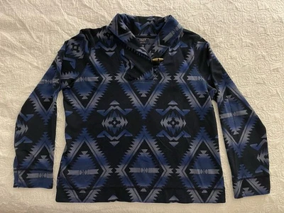 Sudadera para mujer Chaps Southwestern Diamond chal cuello azul negro XL pequeña Foto 1 de 4