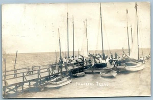 PALACIOS TX BOOTFAHREN PIER ANTIKE ECHTFOTO POSTKARTE RPPC - Bild 1 von 2