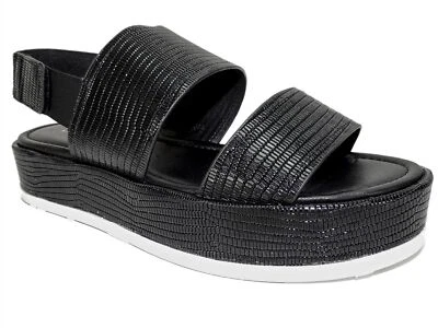 Sandalias de plataforma Via Spiga Gabourey2 para mujer de cuero negro talla 9,5 M Foto 1 de 4