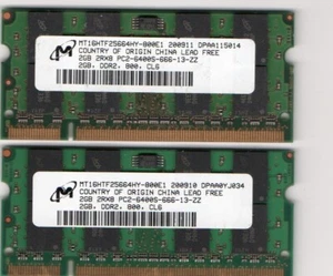 4GB 2x 2GB Kit Dell XPS M1210 M1330 M1530 M1710 M1730 M2010 DDR2 Laptop Memory - Picture 1 of 1