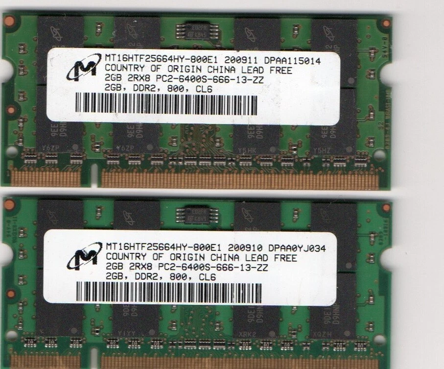 4GB 2x 2GB Kit Dell XPS M1210 M1330 M1530 M1710 M1730 M2010 DDR2 Laptop Memory  - Image 1 of 1