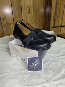 Natural Soul Women's Casual Black Leather Loafer Shoes Size 8.5 M - Grade A- - Picture 1 of 10