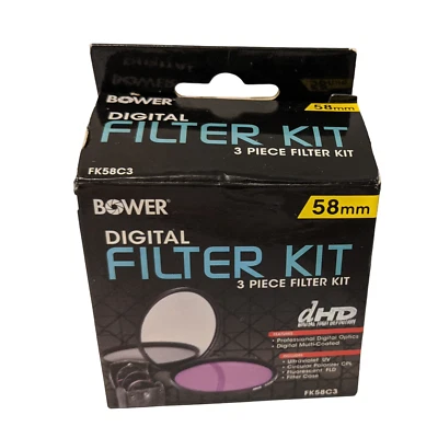 Bower Digital SLR Filter Kit 58mm UV, CPL and FLD filters Mint - Image 1 of 4