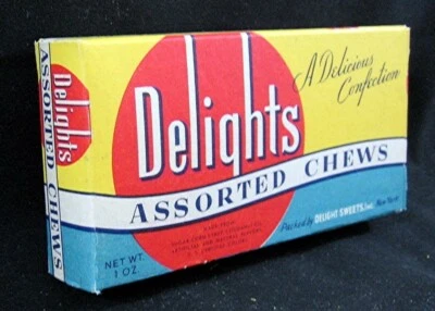 Old Delights Asst Chews Candy Box Delight Sweets Inc New York Unused Old Stock - Image 1 of 3