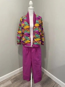 Vintage 80er Casual Isle Bunt Windbreaker Warm Up Trainingsanzug Set Large - Bild 1 von 12