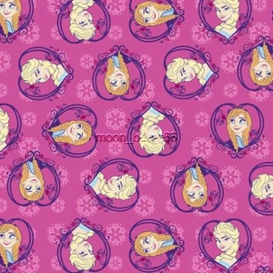 22 Inches Disney Frozen Sisters Forever Elsa Anna Heart Dark Pink Flannel Fabric - Picture 1 of 1