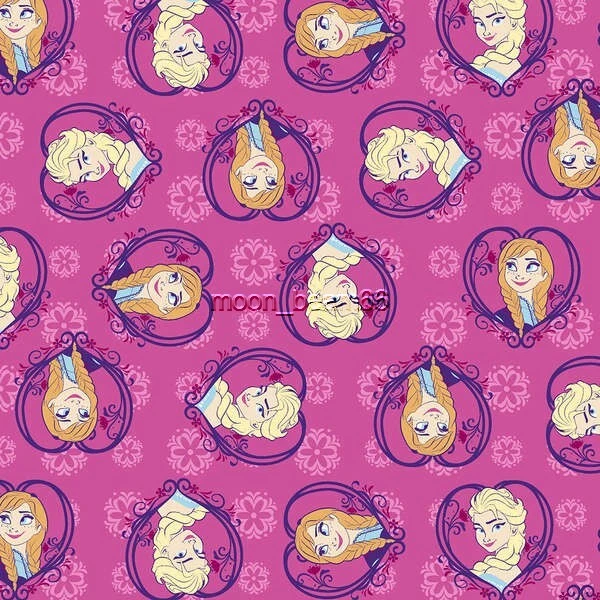 22 Inches Disney Frozen Sisters Forever Elsa Anna Heart Dark Pink Flannel Fabric - Image 1 of 1