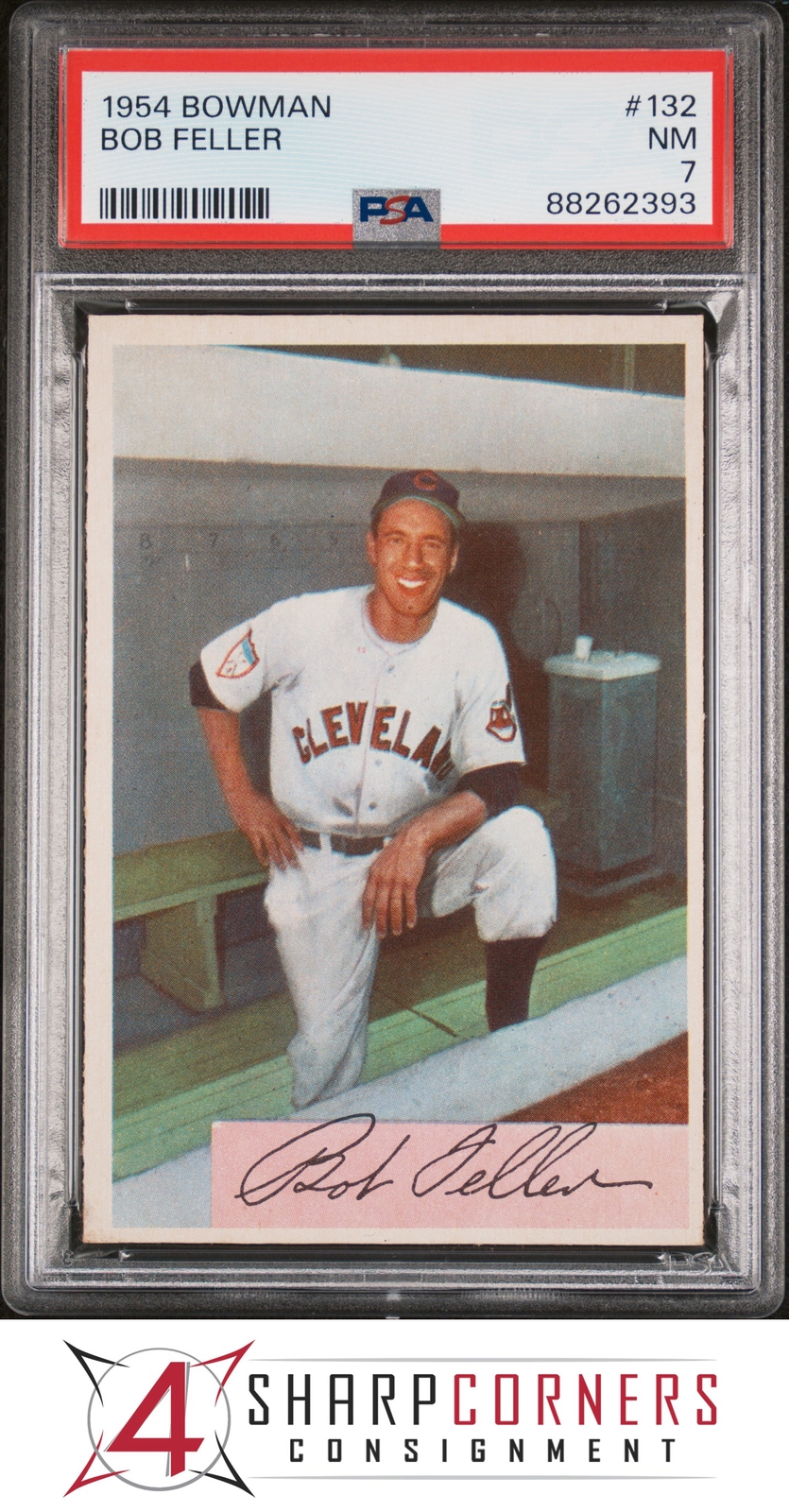 1954 BOWMAN #132 BOB FELLER INDIANS HOF PSA 7 B3985826-393