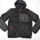 Roark Shearling Hunter Fleece Hooded Full Zip Jacket Black RF252 Men's Size M