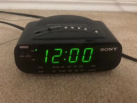 Sony Dream Machine Digital Clock Radio Model ICF-C212 Black AM FM Alarm Buzzer Cover