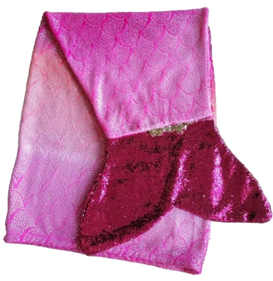 Mermaid Tail Wearable Plush Blanket, Sequins Pink, silver 55 L× 22W- Pink - Image 1 of 4