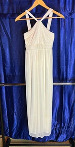 Flower Girl Junior Bridesmaid Ruched Y-Neck Halter Maxi Grecian Dress Ivory 8 - Picture 1 of 8