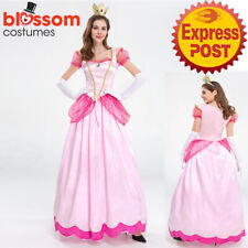 N505 Princess Peach Pink Mario Games Book Week Fancy Long Dress Up Party Costume