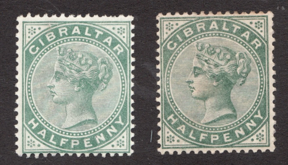 1887-98 Gibraltar Sc# 8 & 9 - Halfpenny - Queen Victoria - MH Cv$34.50 - Image 1 of 1