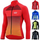 DIDOO Mens Cycling Jersey Winter Sports Bicycle Long Sleeve Racing Full Zip Tops