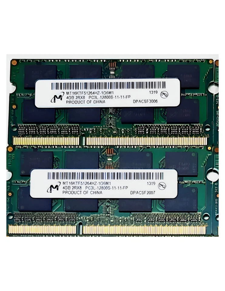 Micron Kit 2x 4GB 2RX8 PC3L-12800S DDR3-1600Mhz 1.35V RAM Laptop SODIMM Memory - Image 1 of 1