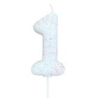 White Age Number Candle Iridescent Glitter Birthday Party Cake Decoration Topper