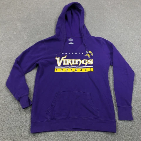 Minnesota VikingsHoodie  Men Small Purple Pull Over Sweater Hooded Adult V Neck Cover