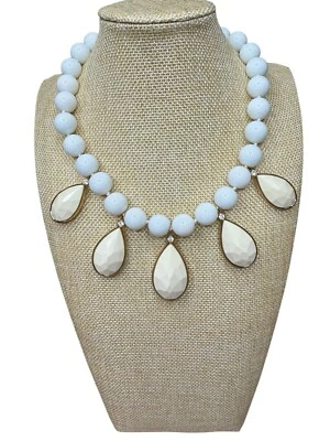 Kate Spade New York gold white colored beaded statement necklace Y2K Retired - Image 1 of 4