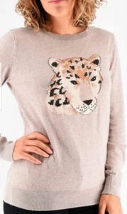 MANNA MODA Women's Xtra Large Leopard Animal Print NWT Round Neck L/S Sweater  - Picture 1 of 8