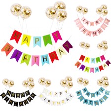 Happy Birthday Bunting Garland Alphabet Hanging Banner Party Decorations Balloon