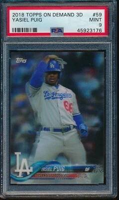2018 Topps On Demand 3D #59 Yasiel Puig PSA 9 Mint Card SP PR 269 - Image 1 of 2