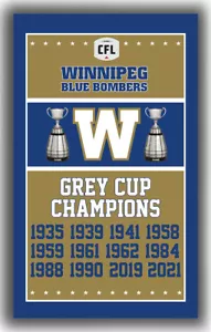 Winnipeg Blue Bombers Squadra di calcio Coppa Grigia Campioni Bandiera 90x150cm3x5 piedi - Foto 1 di 6