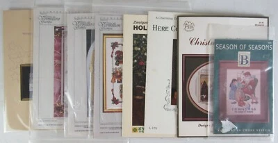 Lot of 8 Christmas Holiday Cross Stitch Patterns Vermillion PBS & More VTG B4C - Image 1 of 4