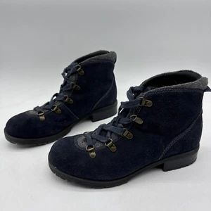 Clarks Faralyn Womens Sz 9.5 Wide Shoes Blue Suede Comfort Fashion Ankle Boots - Picture 1 of 9