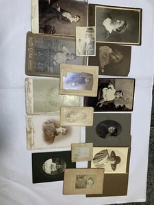 Antique Sepia Tone Brown White Photo Cards Lot 15 - Picture 1 of 12