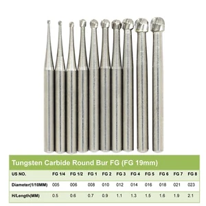 Wave Dental Carbide Bur FG #1/4 1/2 2 4 6 8 Round Ball High Speed Friction Grip - Picture 1 of 72